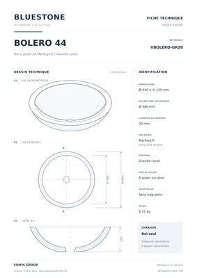 Bol à poser Bolero 44 cm granité corail