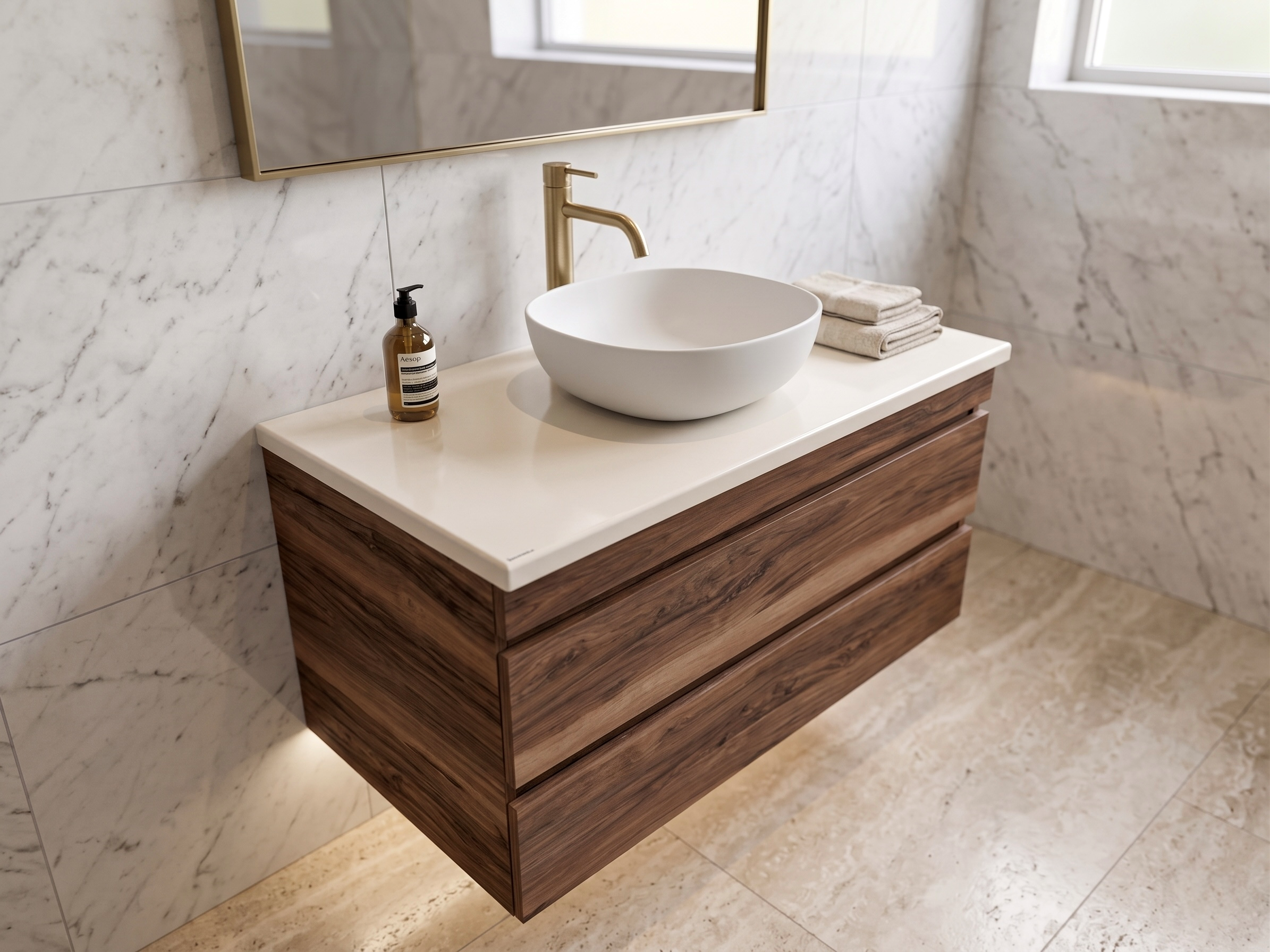 Meuble de salle de bains Stone 90 cm à deux tiroirs (sans vasque) - vue 2