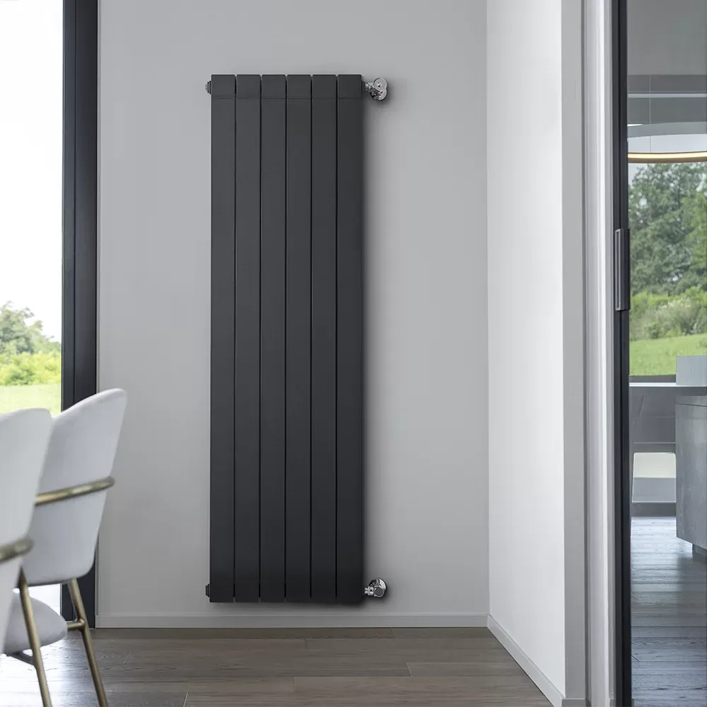 Elément de radiateur décoratif en aluminium moulé Fondital GARDA S (entraxe 160 cm / épaisseur 9 cm) en noir mat