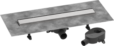 Pack complet Hansgrohe RainDrain Go pour installation caniveau de douche à carreler 600 mm en acier inoxydable brossé - débit d'évacuation 31 L/min