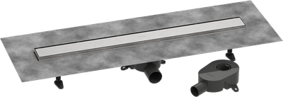 Pack complet Hansgrohe RainDrain Go pour installation caniveau de douche à carreler 800 mm en acier inoxydable brossé - débit d'évacuation 31 L/min