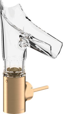 Mitigeur de lavabo AXOR Starck V 140 bec en verre coupe biseautée en bronze brossé