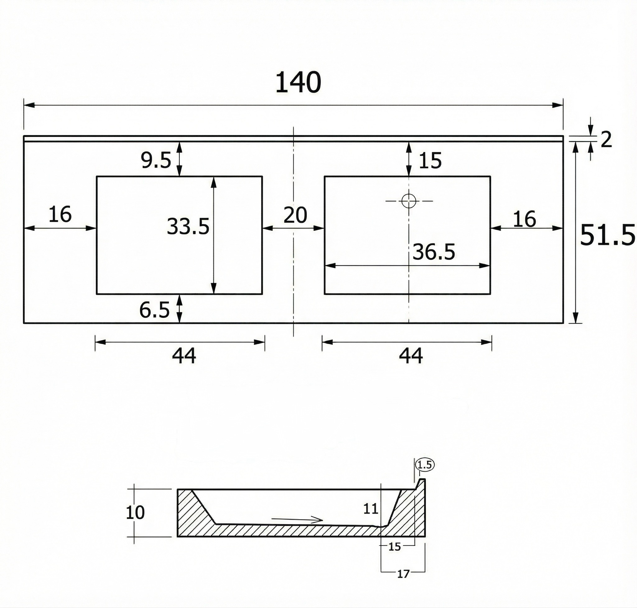 Plan-vasque double Vita 140 cm - vue 9