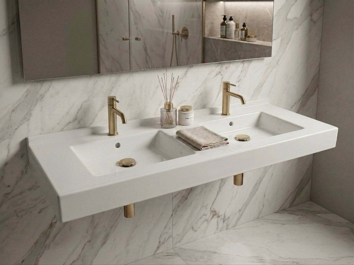 Vita 140 cm Double Washbasin Countertop