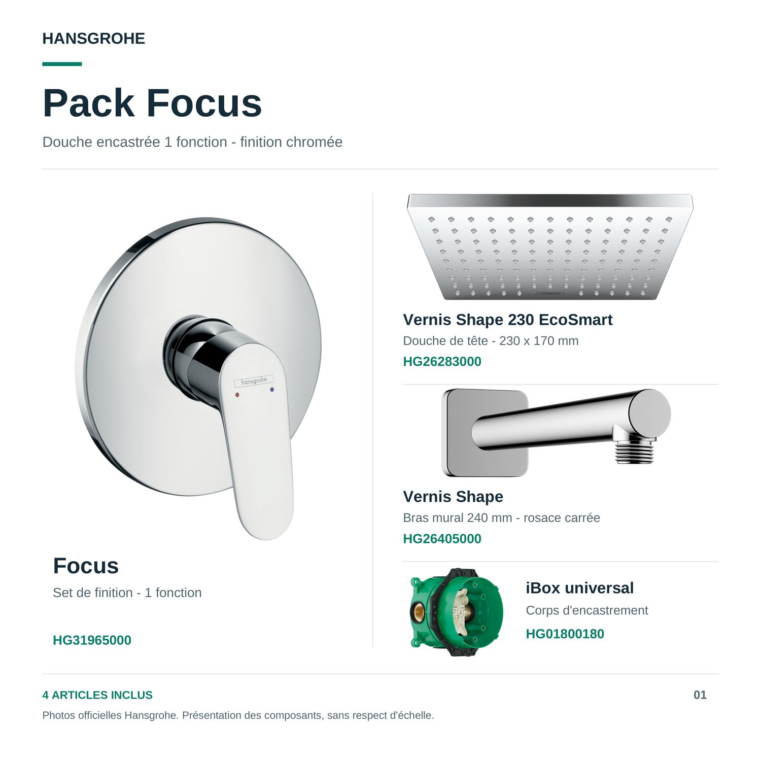 PACK douche encastrée Hansgrohe Focus — vue 1
