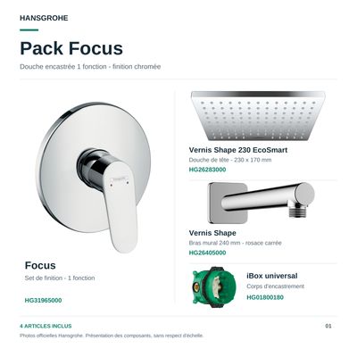 PACK 20: douche encastrée Hansgrohe Focus