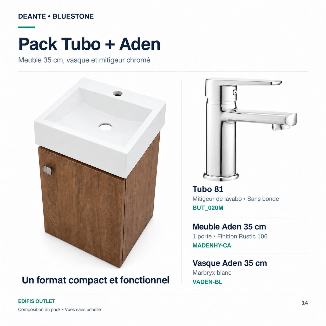 PACK: Tubo 81 basin mixer, Aden cabinet and washbasin