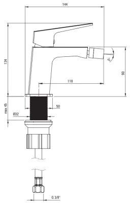 Bidet Mixer Deante Blur without Titanium Plug