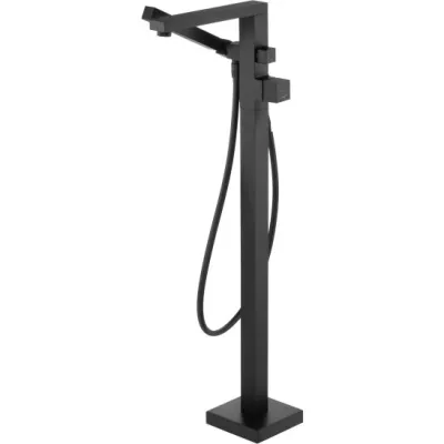 Mitigeur de bain / douche Deante Blur pour montage au sol en noir mat Robinet mitigeur de douche sur pied Deante Blur en noir mat avec douchette et flexible.