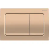 Geberit Alpha01 square plaque de déclenchement, Or rouge brossé mat, two-button flush plate.
