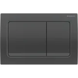 Plaque de commande double Geberit Alpha01 carrée, chrome noir mat, finition brossée, design carré.