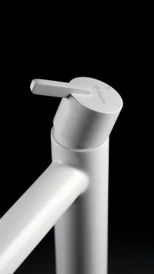 High-Rise Basin Mixer Deante Silia 265 without Waste in Matte White