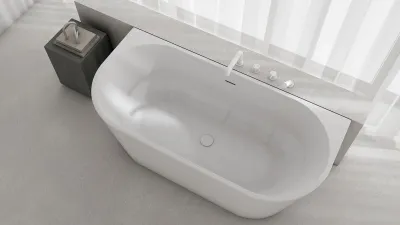4-Hole Faucet for Bathtub Edge Installation Deante Silia in Matte White