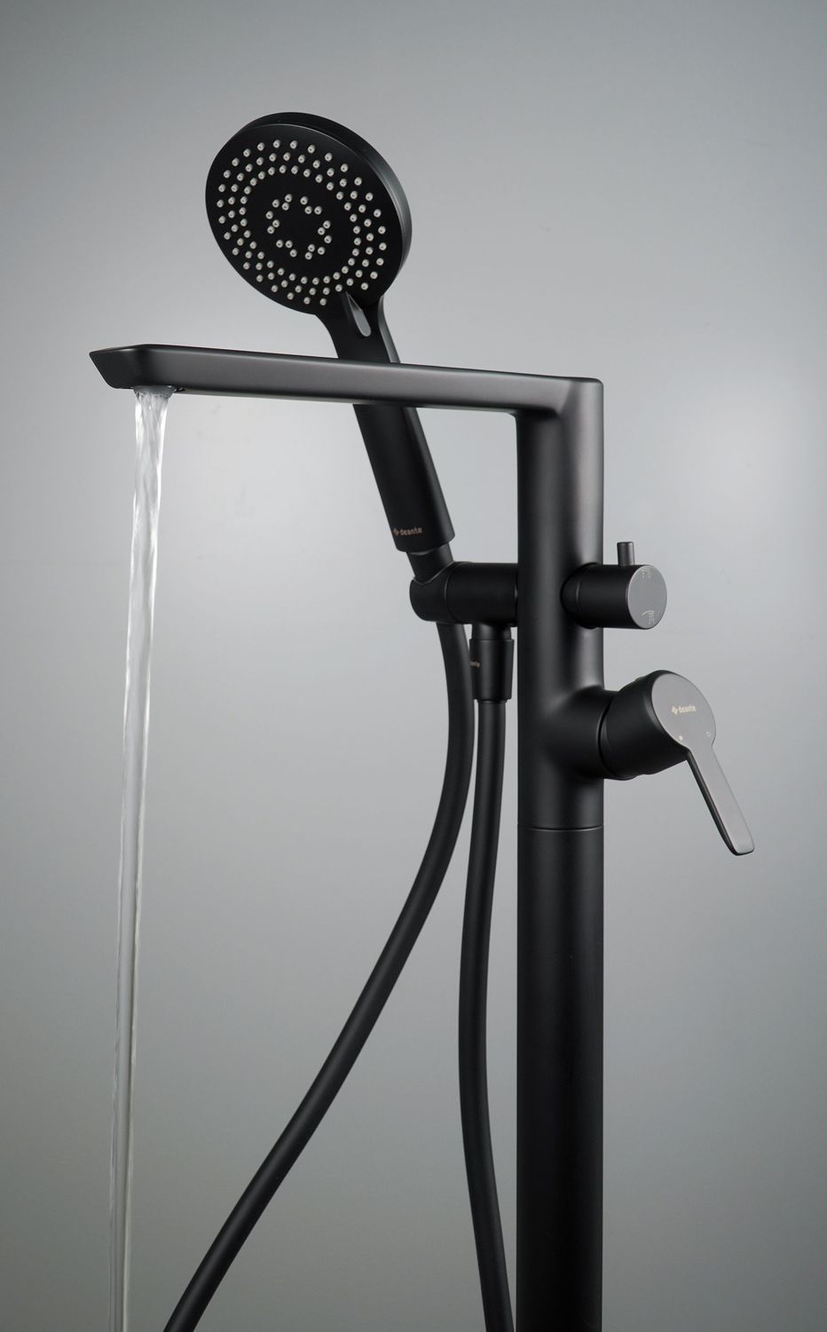 Bath/Shower Mixer Deante Arnika for Floor Mounting in Matte Black