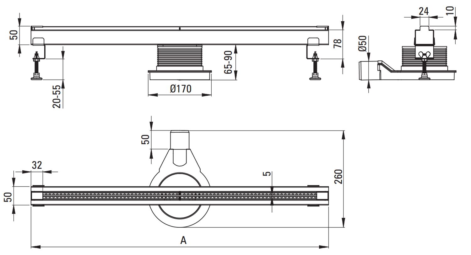 Canivelle de douche Deante 70 cm fente en acier inoxydable - débit d'évacuation 40 L/min — vue 4