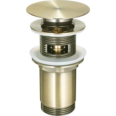 Bonde de lavabo Deante click-clac en PVD laiton brossé Bonde d'évier clic-clac en laiton brossé, ronde, diamètre 68 mm, hauteur 123 mm, Deante, laiton PVD.