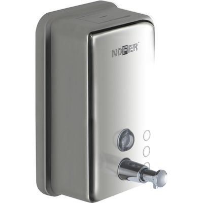 Distributeur de savon liquide mural Nofer Inox en chromé brillant