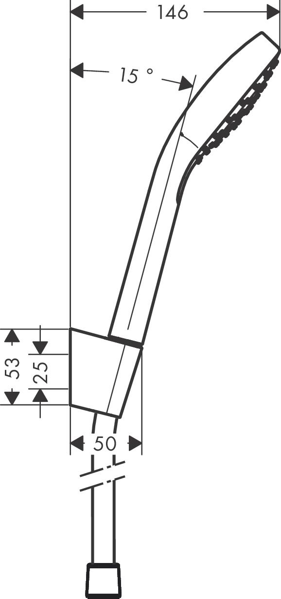 Support mural Hansgrohe avec douchette à main Croma 1 jet et flexible Isiflex 1,25 m