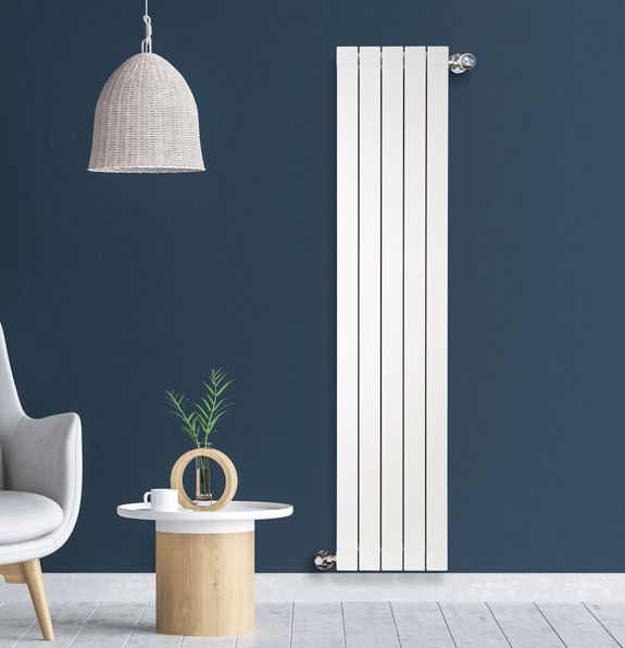 Elément de radiateur décoratif en aluminium moulé Fondital GARDA S (entraxe 180 cm / épaisseur 9 cm) en blanc neutre