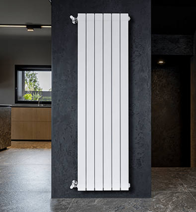 Elément de radiateur décoratif en aluminium moulé Fondital GARDA S (entraxe 160 cm / épaisseur 9 cm) en blanc neutre — vue 4
