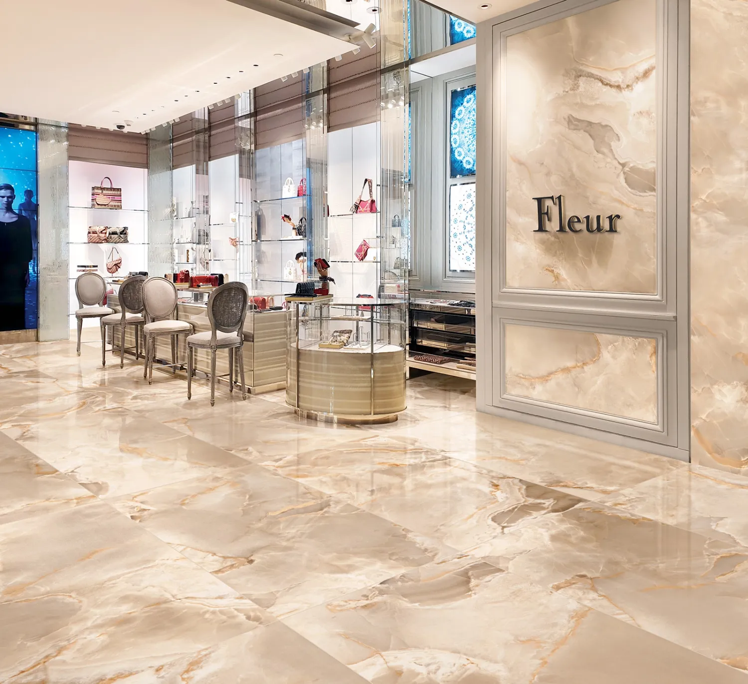 Grès cérame Tagina Onice Reale Ambra brillant 60 x 120 cm, rectifié - Choix commercial