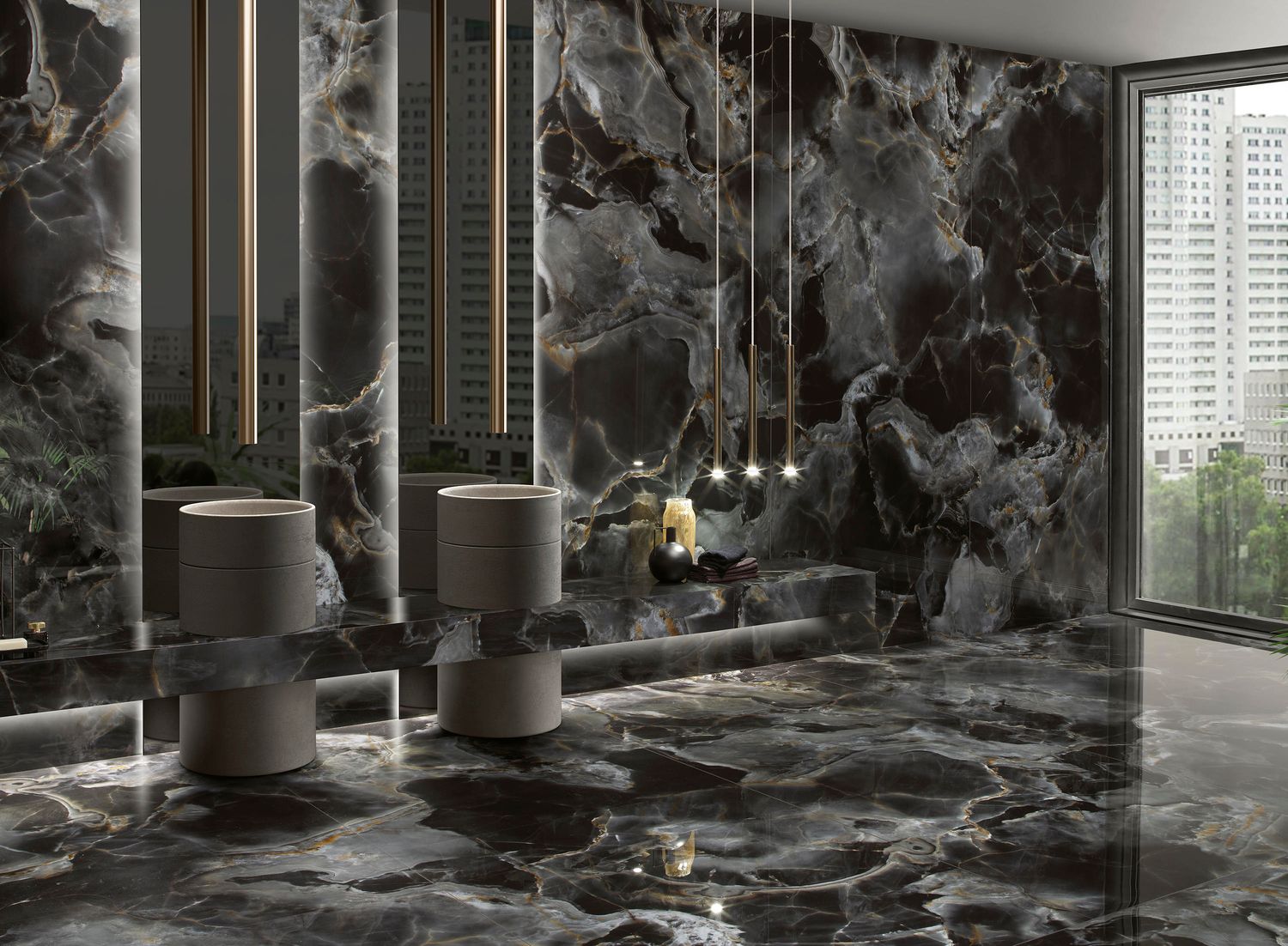 Grès cérame Tagina Onice Reale Nero brillant 60 x 120 cm, rectifié - Choix commercial