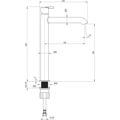 High Rise Basin Mixer Deante Silia 265 without Waste in Chrome