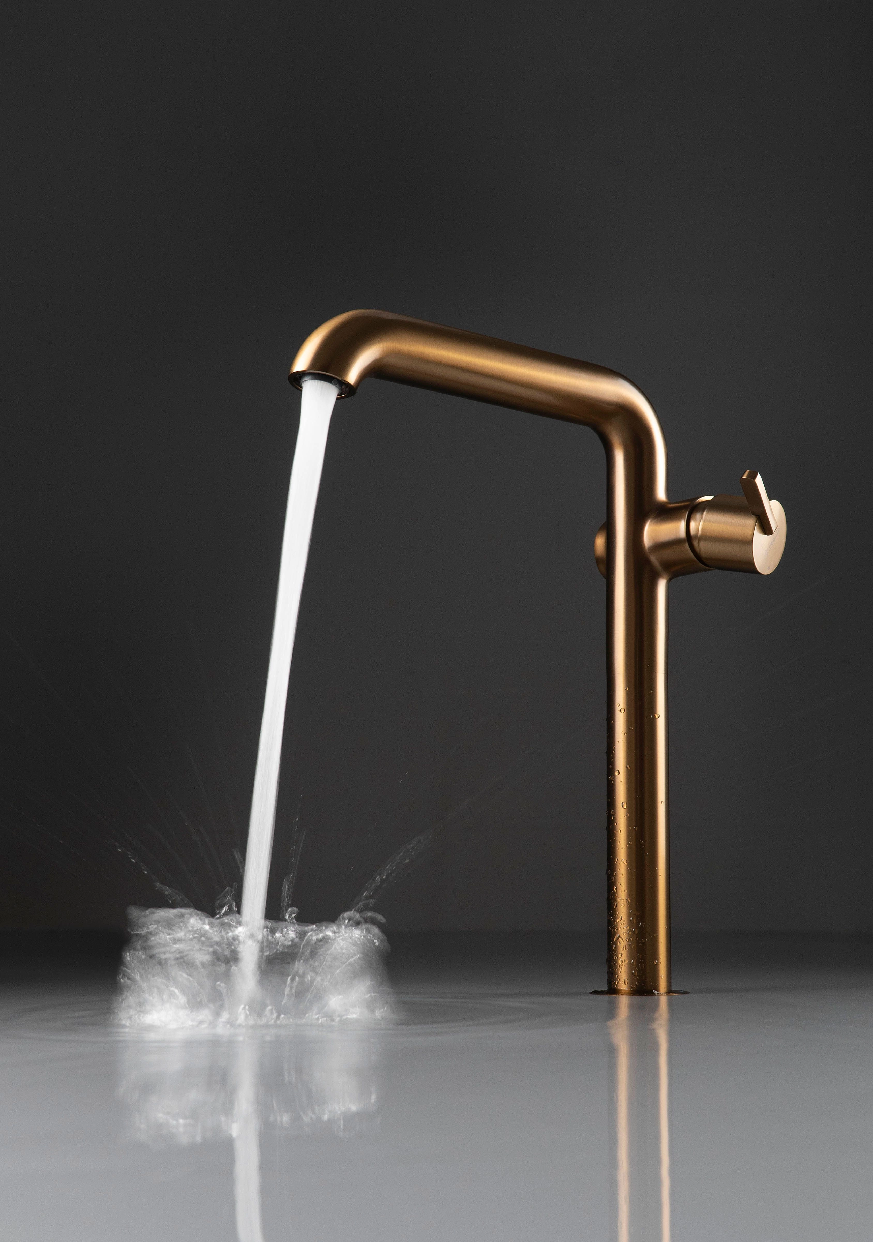 Mitigeur de lavabo rehaussé Deante Silia 265 sans bonde en PVD bronze brossé - vue 2