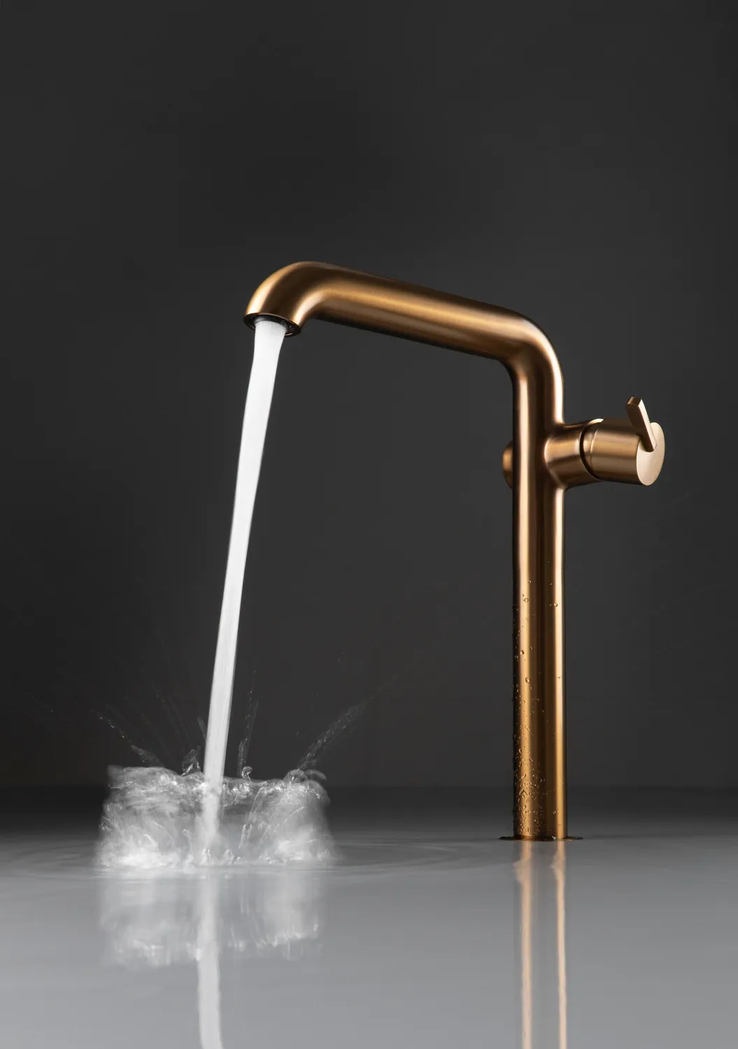 High-Rise Basin Mixer Deante Silia 265 without Waste in Brushed Bronze PVD