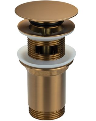 Bonde de lavabo Deante click-clac en PVD bronze brossé Bonde de lavabo Deante click-clac en PVD bronze brossé, rond, laiton, 123mm haut, 68mm diamètre.