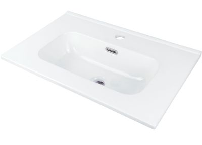 Lavabo encastré en céramique blanche, Deante Tubo 60 x 38 cm, avec trou de robinet central et trop-plein.