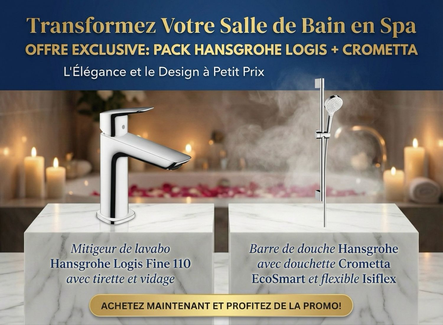 PACK Hansgrohe Logis Fine 110 et barre de douche Crometta