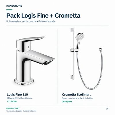 PACK 05 : Hansgrohe Logis Fine 110 et barre de douche Crometta