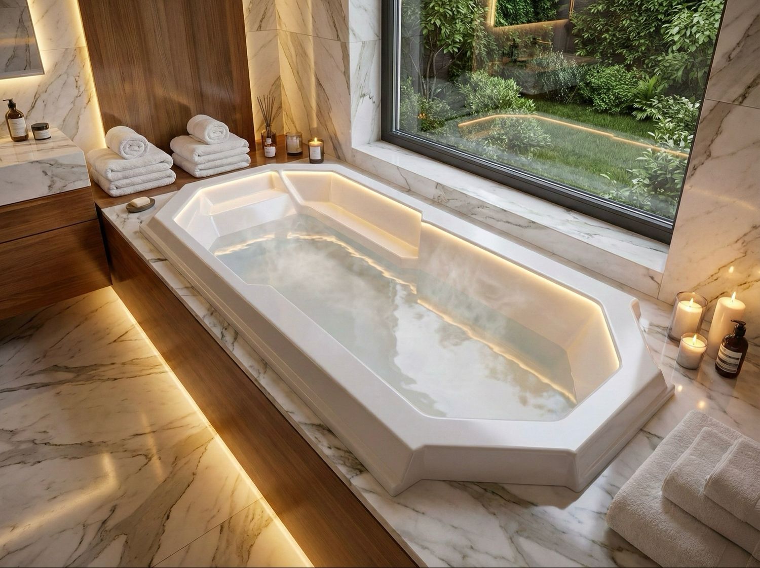 Bathtub Pasha 180 x 80 cm with integrated headrest