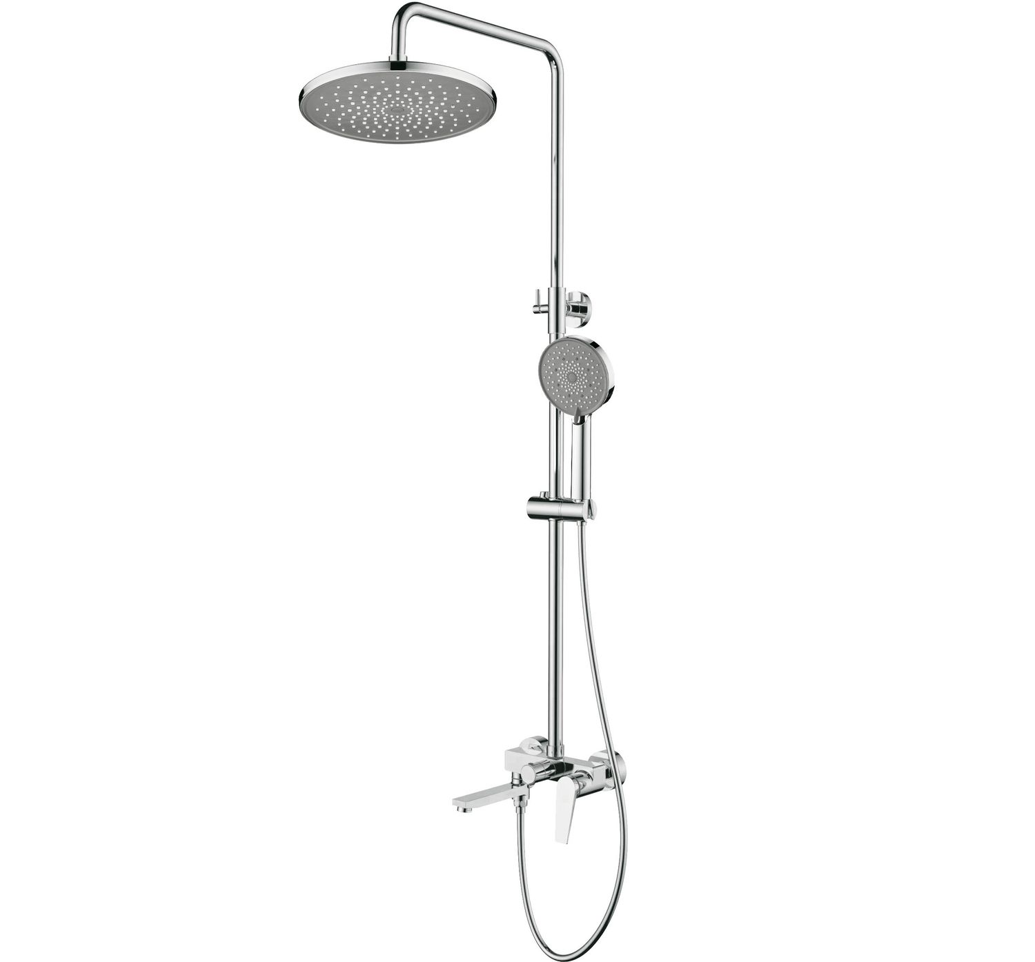 Colonne de douche Showerpipe Neo Ivo 225 avec mitigeur de douche, douchette à main 3 jets et bec verseur en chromé