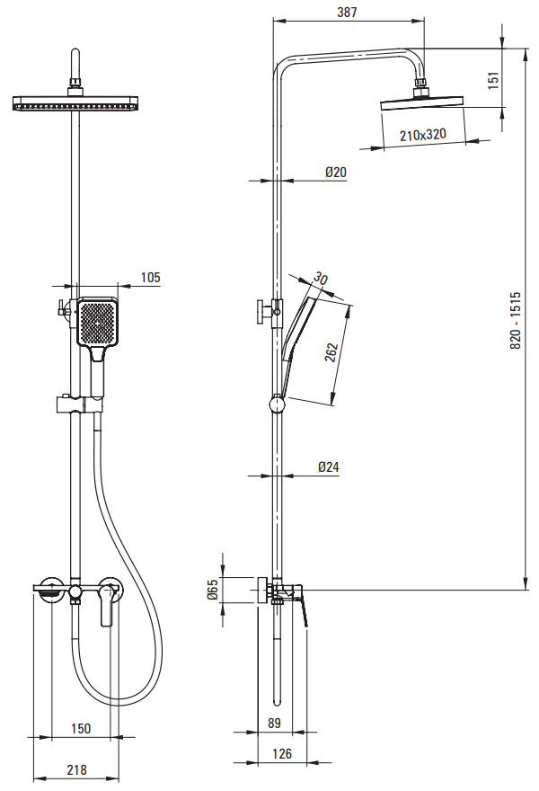 Colonne de douche Showerpipe Neo Loco 320 avec mitigeur de douche en chromé - vue 2