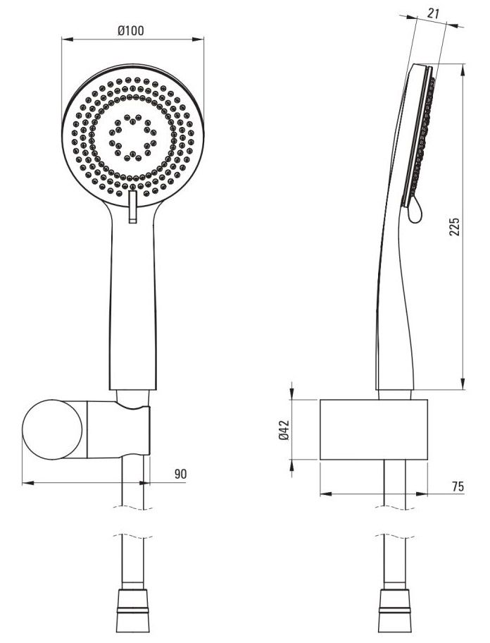 Wall Support Deante Arnika with Hand Shower and 1.50 m Flexible in Brushed Gold PVD