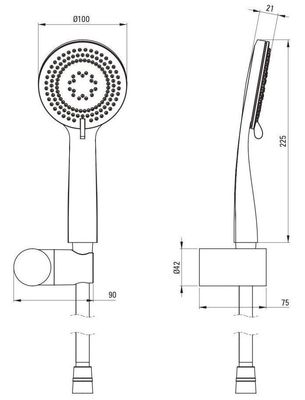 Wall Support Deante Arnika with Hand Shower and 1.50 m Flexible in Brushed Gold PVD