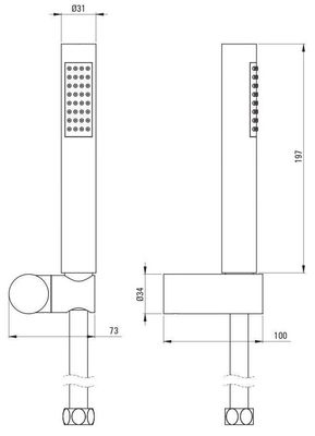 Support Deante Round Wall Mount with Handheld Shower and 1.50 m Chrome Hose