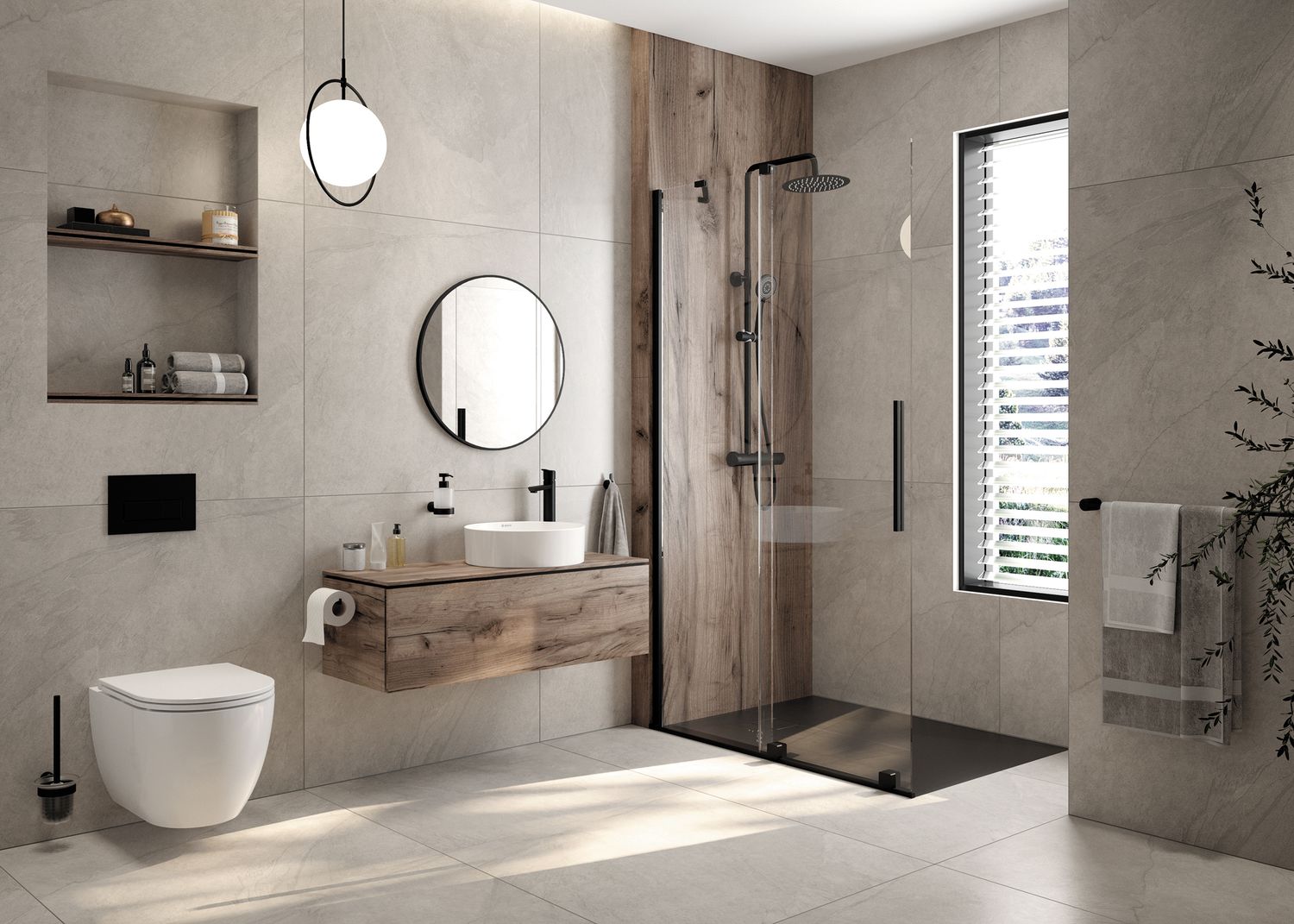 Shower Column Deante Arnika 250 with Mixer in Matte Black