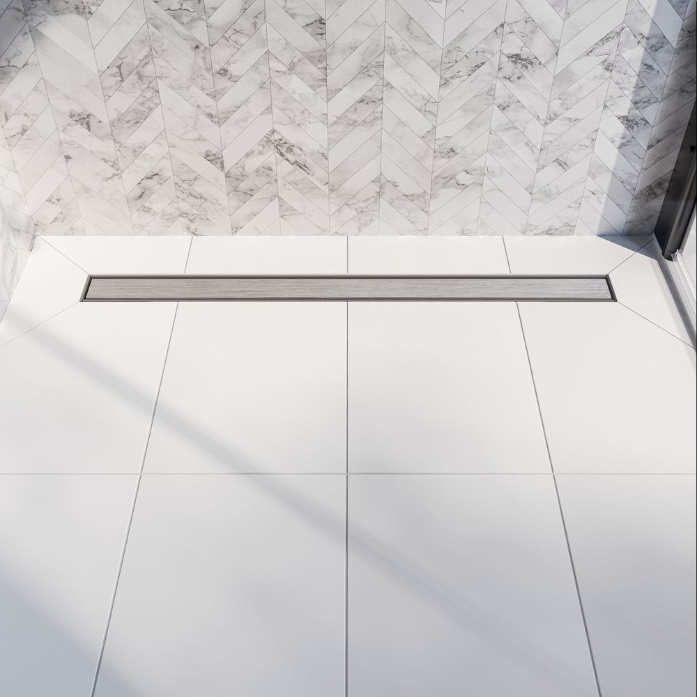 Vogi Drain Linear Shower Channel ABS Duo 60 cm in Brushed Chrome - Drain Flow Rate 56 L/min
