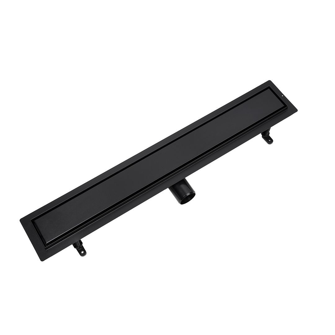 Vogi Drain Linear ABS Duo Shower Channel 60 cm in Matte Black - Drain Flow Rate 56 L/min
