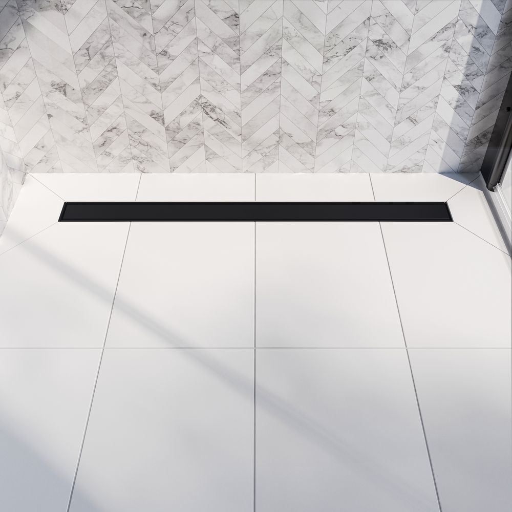 Vogi Drain Linear ABS Duo 70 cm Matte Black Shower Channel - Flow Rate 56 L/min