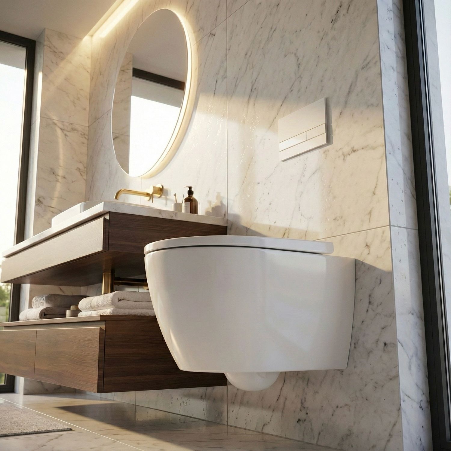 Geberit iCon wall-hung toilet pack, TurboFlush, with antibacterial soft-close seat and lockable hinges