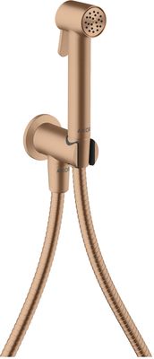 Douchette hygiénique pour WC Axor round en or rouge brossé pour eau froide avec support et flexible