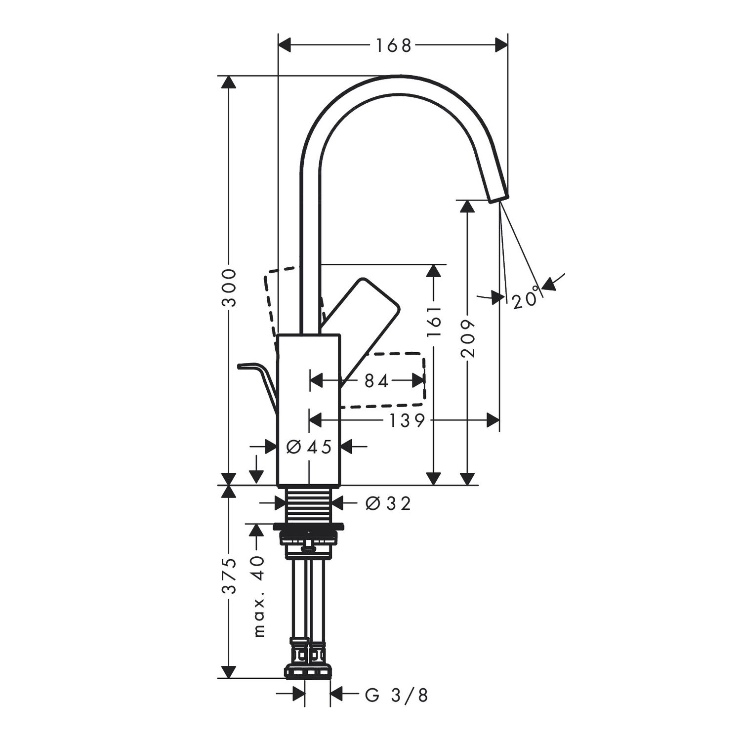 Mitigeur de lavabo Hansgrohe Vivenis 210 avec bec orientable, tirette et vidage en bronze brossé