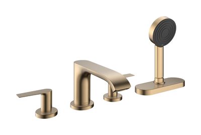 Mélangeur 4 trous pour montage sur bord de baignoire Hansgrohe Vivenis avec sBox en bronze brossé