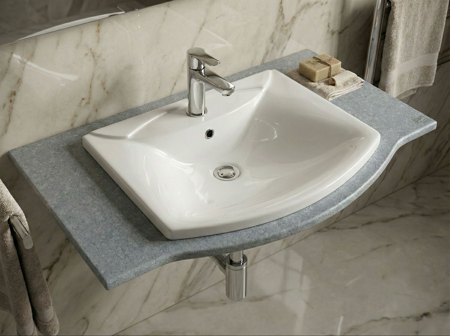 Plan Melody 92 cm avec vasque encastrable Amanda 60 cm