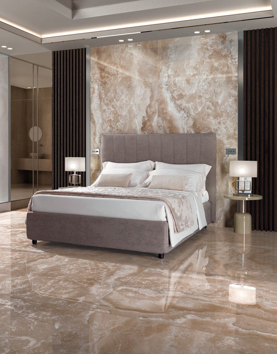 Grès cérame Onyx Diamond Champagne poli 60 x 120 cm - Tagina