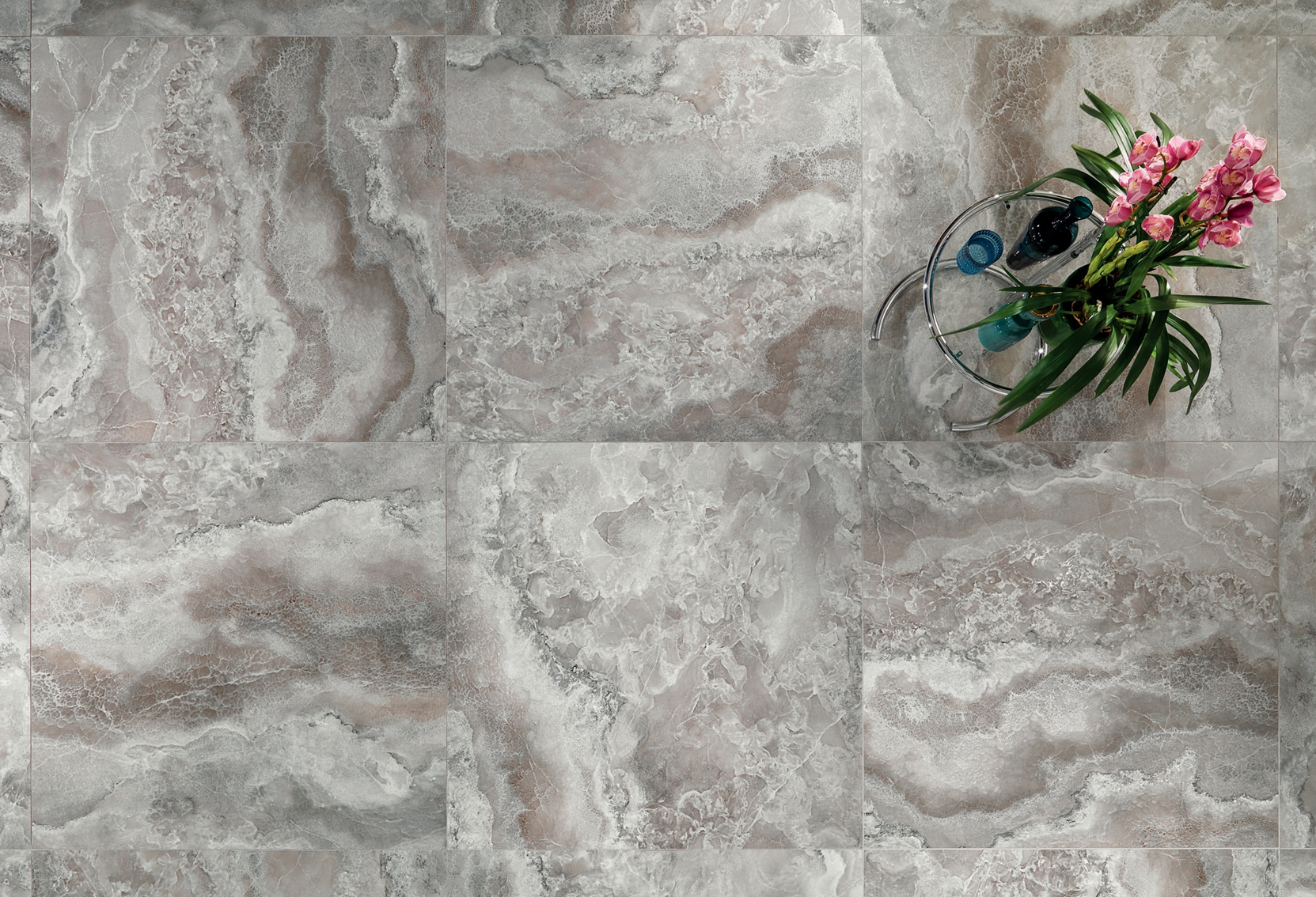 Grès cérame Tagina Onyx Diamond Grey Agate poli 60 x 120 cm, rectifié - vue 4